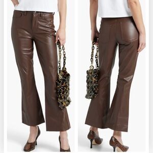 Veronica Beard Carson High rise wide leg faux leather pant 23 $298